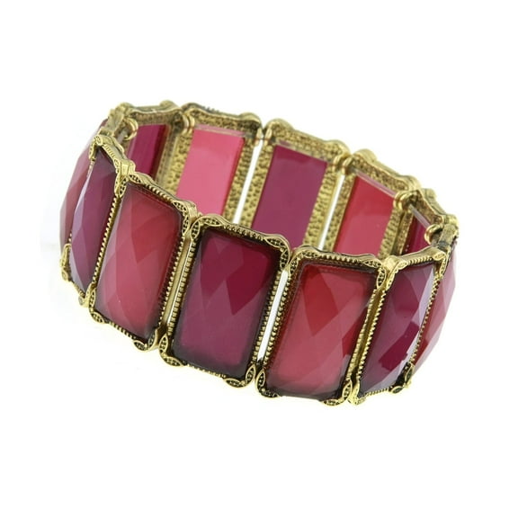 2028 Jewelry Antique Style Faceted Rectangle Stretch Bracelet