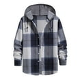 thumbnail image 2 of Patlollav Men Casual Turndown Long Sleeve Button Closure Plaid Print Hooded Shirt, 2 of 5