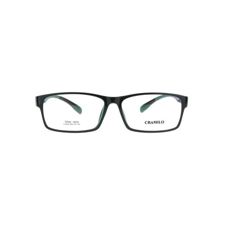 Optical Quality Extra Wide Narrow Rectangular Thin Plastic Glasses Frame Shiny Black