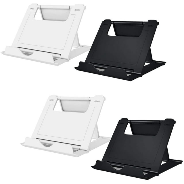 Paquete de 4 soportes para teléfono celular, soporte universal plegable para tableta, soporte de escritorio de bolsillo multiángulo, compatible con muchos modelos de teléfono, blanco y negro Jormftte HMHZ1043-3