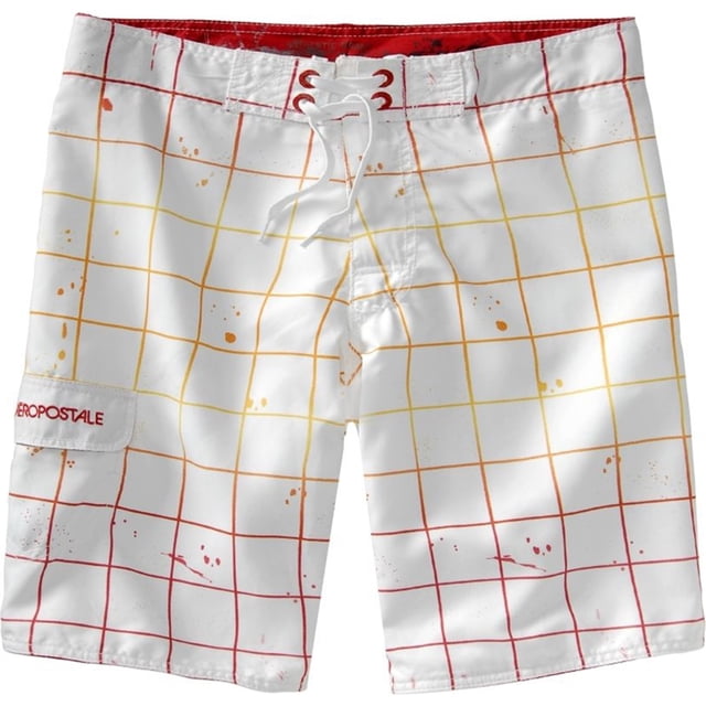 Aeropostale Mens Surf Swim Bottom Board Shorts, Blanco, 38