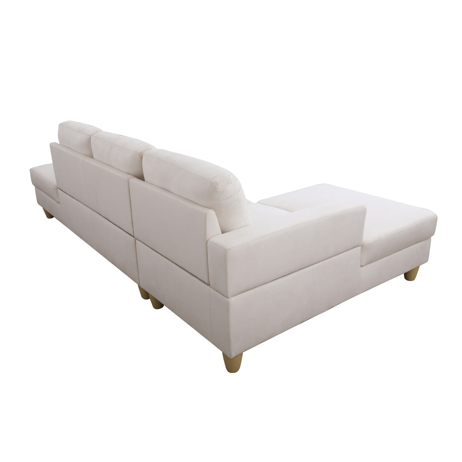 Hommoo 4-Seat L-Shaped Sectional Couch Sofa, Lint Living Room Furniture Set for Small Space-Apartment/Upstairs Loft/Living Room, 16.5'' Back Height, White(No Ottomans)