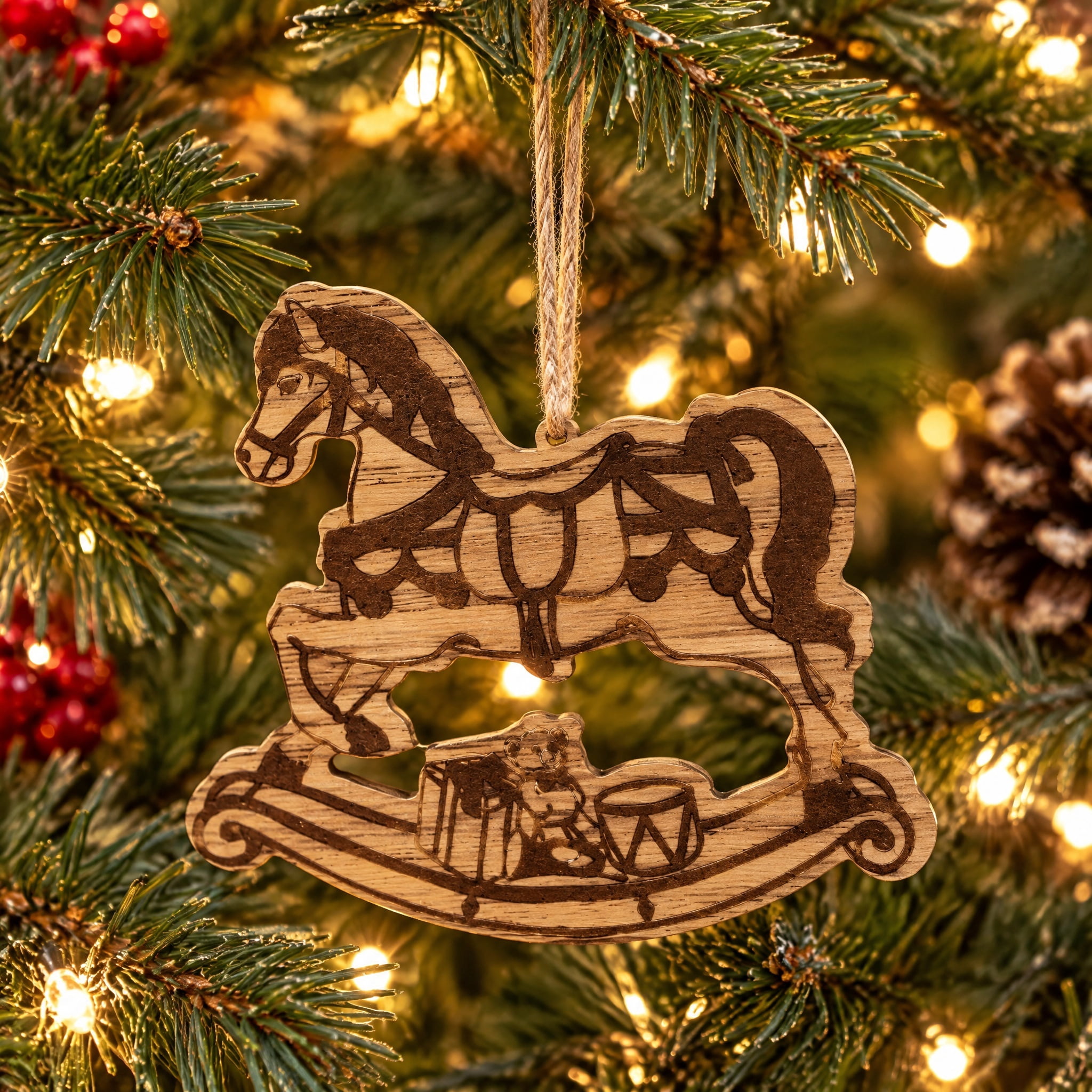 Brown Wood Rocking Horse Cut Out Christmas Ornament, by Holiday Time