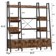 thumbnail image 2 of ModFurne Ladder Bookshelves with 4 Doors, Triple Wide 4-Tier Large Open Bookshelf with Storage, Etagere Bookcase with Display Shelf for Home Office, Browm, 2 of 8