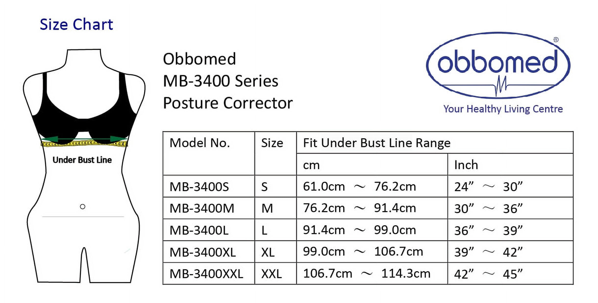 ObboMed MB-3400XL Back Brace Posture Corrector Wrap, Lower back and Lumbar Support Belt with Shoulder Straps and Front Hook and Loop Closure to Avoid Hunchback, Cream, Size XL:39”-42”