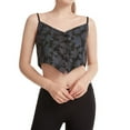thumbnail image 2 of Penkiiy Women's Maple Leaf Colorful Reflective Sleeveless V Neck Crop Tops Tank L Black, 2 of 9