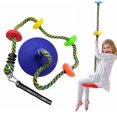 thumbnail image 1 of BCGI Tree Swing Multicolor Climbing Rope with Platforms Kids Disc Swing Seat Set Outdoor Backyard Playground Playset Accessories Including Bonus Hanging Strap and Carabiner (Colorfull + Blue), 1 of 4