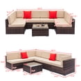 thumbnail image 4 of Clearance! Patio Outdoor Furniture Sets, 7 Pieces All-Weather Rattan Sectional Sofa with Tea Table, Cushions & Pillow, PE Rattan Wicker Sofa Couch Conversation Set for Garden Backyard Poolside, B219, 4 of 10