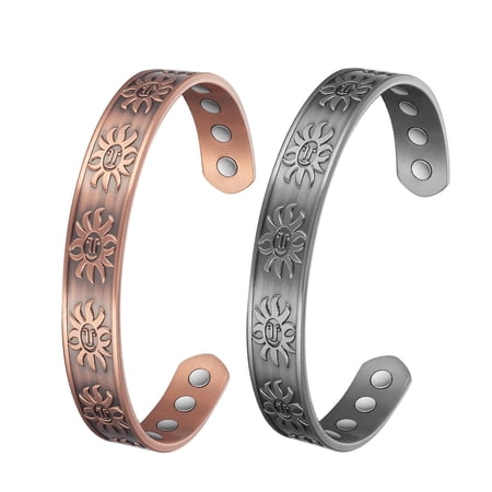 Wollet 6.5'' Pure Copper Bracelets for Women Men, Cuff Copper Bangles, Gift for Dad&Mom,CPB-2052