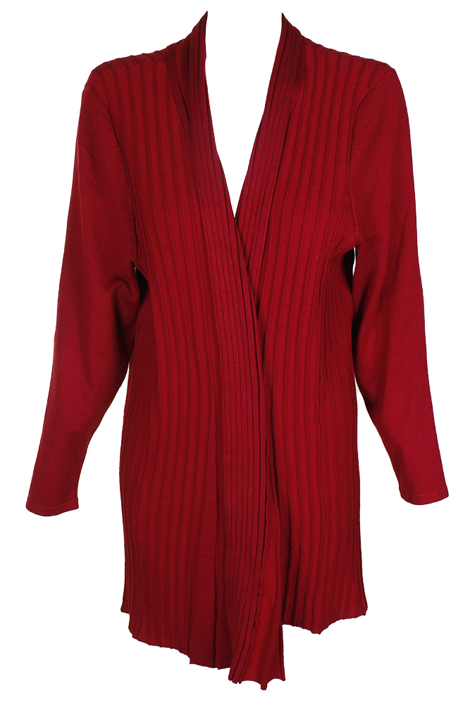 Ny Collection Plus Size Red Textured Shawl Collar Open Front Cardigan ...