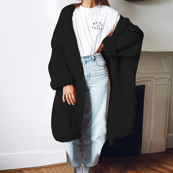 womens winter coats,Black Long Cardigan Sweaters for Women Trendy Fall 2025 Oversized Knit Sweater Jacket Coats Winter Fashion Clothing