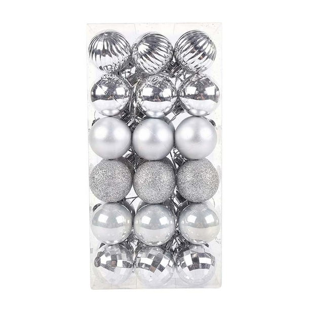 Adornos De Bolas De Navidad 36 bolas de Navidad de plástico para accesorios de fiesta de vacaciones en casa plata Ehuebsd Libre de BPA