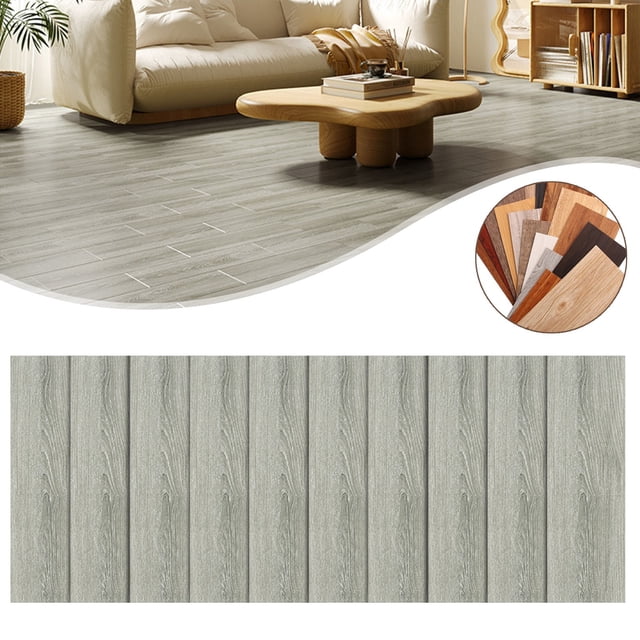 10Pc Self-Adhesive Wood Planks Wood Grain Peel And Stick Tile For Kitchen,Pvc (H)