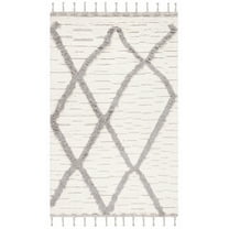 SAFAVIEH Kenya Georgiana Geometric Wool Area Rug, Ivory/Grey, 5' x 8'