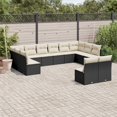thumbnail image 1 of vidaXL 12 Piece Garden Sofa Set with Cushions Black Poly Rattan, 1 of 5