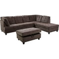 thumbnail image 5 of Ponliving Furniture_Corduroy L Shape Sectional Sofa with Storage Ottoman, Espresso, Right Hand Facing Chaise, 5 of 7