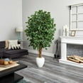 thumbnail image 4 of Nearly Natural 6' Ficus Artificial Tree in White Planter, 4 of 5