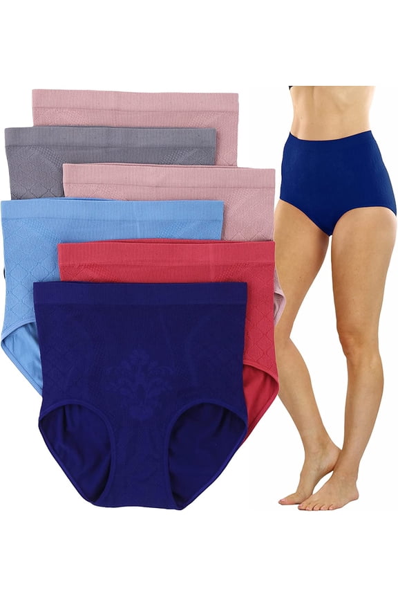 Women's 6 Pack High-Waist Compression Control Briefs - Plus Size 2X to 4X