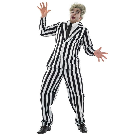 Fun Shack Black And White Stripe Suit Costume Men Halloween Costume For Men Black Small