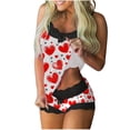 thumbnail image 2 of Goodtrade8 Lace PJS for Women Shorts & Tops Heart Print Homewear Casual Summer Sleeveless 2 Pieces Loungewear PJS Womens Pajamas Homewear, 2 of 5