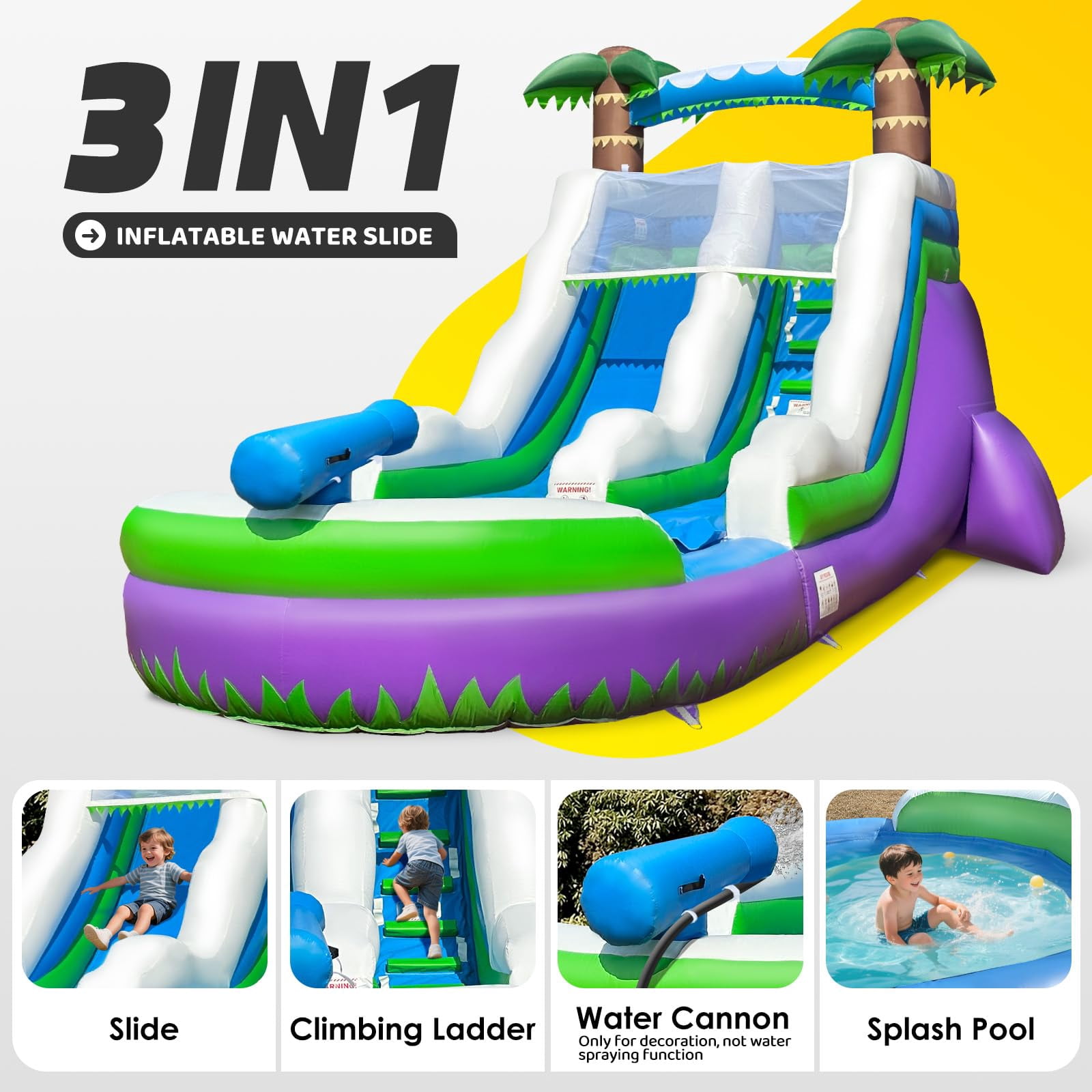 23x13x9Ft Inflatable Water Slide with Detachable Slide Climbing Ladder and Pool, Giant Wet Dry Use Commercial Grade PVC Inflatable for Birthday Party Rental Gift(with 950W Blower)