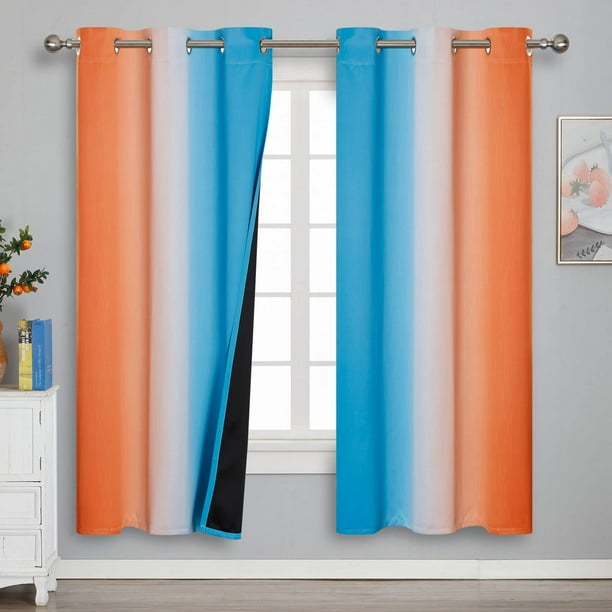 Cortinas Estelar Textiler Ombre naranja azul 107x183 cm