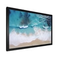 thumbnail image 2 of Designart "Aerial View Waves of White and Blue I" Coastal Framed Wall Art Decor - Coastal Blue Coastal Beach Entryway Framed Wall Art, 2 of 6