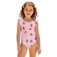 thumbnail image 3 of Abcomgle Girls Swimsuit Size 6 Strawberry Daisy Floral One Piece Girls Swimsuit Ruffled Stretchy Swimwear for Girls, 3 of 7