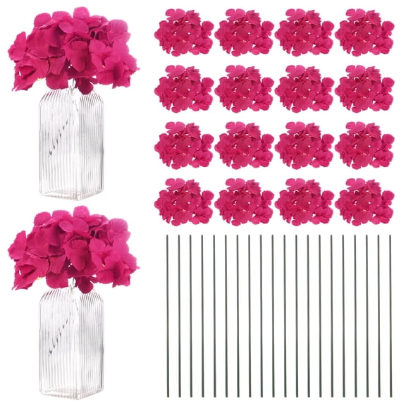 Uxcell 40 Paquete de Flores de Hortensia de Seda para Decoración del Hogar Rojo Rosa