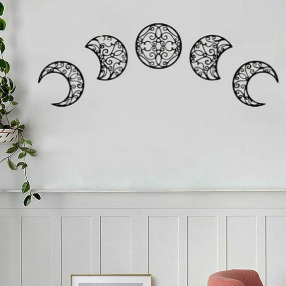 5Pcs Wooden Moon Wall Decor for Home Creatives Moon Cycle Wall Decor