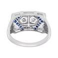 thumbnail image 4 of Antique Toi Et Moi Diamond Engagement Ring, Vintage Art Deco Filigree Shank Ring, Rectangle Shape Blue Sapphire Halo Ring, 1.8 Ct Round Simulated Diamond, 925 Sterling Silver, 4 of 5