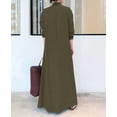thumbnail image 3 of sicmoss Women's Green Long Sleeve Button Up Maxi Shirt Dress Loose Fit with Pockets, 3 of 7