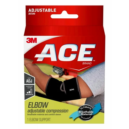Neoprene Contoured Calf Support - ACE Brand Neoprene Elbow Support, Adjustable, Black, 1/Pack