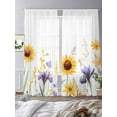 thumbnail image 3 of Sunflower Sheer Curtains 84 Inch Length 2 Panels Set for Living Room/Bedroom, Watercolor Yellow Summer Botanical Semi Curtain Sheers Drapes Rod Pocket Curtains Window Treatment Set 52''x84''x2, 3 of 7