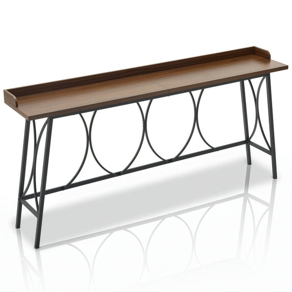 Ktaxon Long Entryway Table 82.3" for Entrance, Modern Hallway Sofa Coffee Desk Bar Table with Metal Frame, Brown