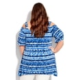 thumbnail image 2 of Avenue Women's Plus Size Cold Shoulder Print Tunic Top - Blue Tie Dye, 2 of 4