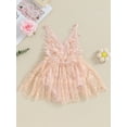 thumbnail image 3 of Elippeo Baby Girl Romper 6 12 18 24 Months Lace Dress Sleeveless V Neck Floral Embroidery Bodysuit Newborn Clothes, 3 of 10