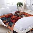 thumbnail image 3 of Cozy Durable Soft Flannel Blanket - Perfect for Sofa Travel Bed & Chair - Vibrant Orange Design with Cheerful Characters, 3 of 7