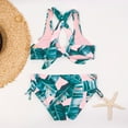 thumbnail image 4 of Enjoytime 7-14T Swimsuits For Teen Girls Two Piece Bathing Suit Kids Swimsuit Tropical Leaves Print Beach Bandage Bikini Sets Children Swimwear, 4 of 7