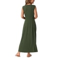 thumbnail image 3 of Vestidos sin mangas Inspire Chic para mujer, con botones, corte acampanado, estilo casual, largos, atuendos de verano, talla XL, verde militar, 3 of 6