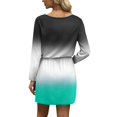 thumbnail image 5 of WTOBBY Women's Fashion V-Neck Long Sleeve Drawstring With Pockets Gradient Printed Casual Dresses - Stylish and Trendy Dress with Gradient Print,White M, 5 of 5