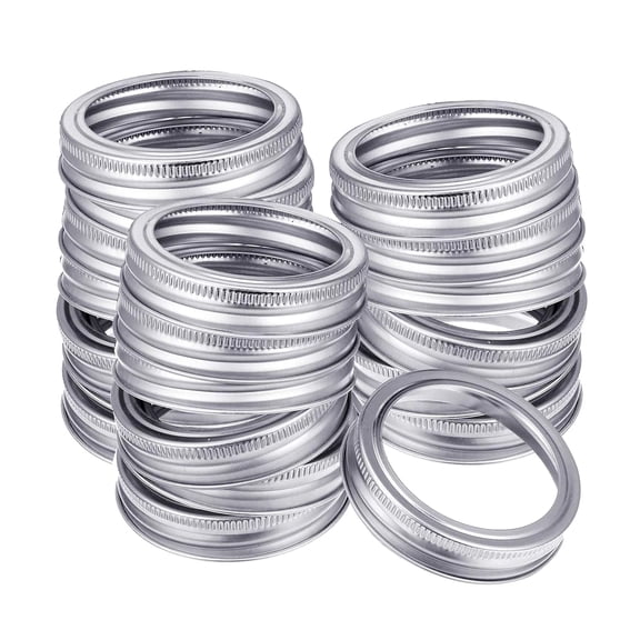 24 Count Mason Jar Replacement Bands, 70mm Regular Mouth Metal Rings, Durable Tinplate Canning Screw Bands, Compatible with Most Jars, Silver