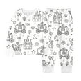 thumbnail image 4 of REDARER Girls Castle DIY Doodle Pajama Set, Long Sleeve Top & Pants Two Piece Outfit, Soft Comfortable Kids Sleepwear & Playful Loungewear,3-4 Years, 4 of 6