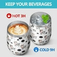 thumbnail image 4 of 12oz Stemless Wine Tumblers White Cow Floral Crown Pattern Vacuum Insulated Stainless Steel Travel Tumbler Cups Mug with Lid and Straw for Champaign,Cocktail,Beer with Cleaning Brush, 4 of 5