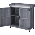 thumbnail image 5 of Yaheetech Outdoor Garden Potting Bench Table with Cabinet, Gray, 5 of 9