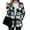 Black, variant on Women's Plaid Tweed Blazer Jacket Trendy Button Front Tartan Trench Coat Casual Oversized Shacket, Orange