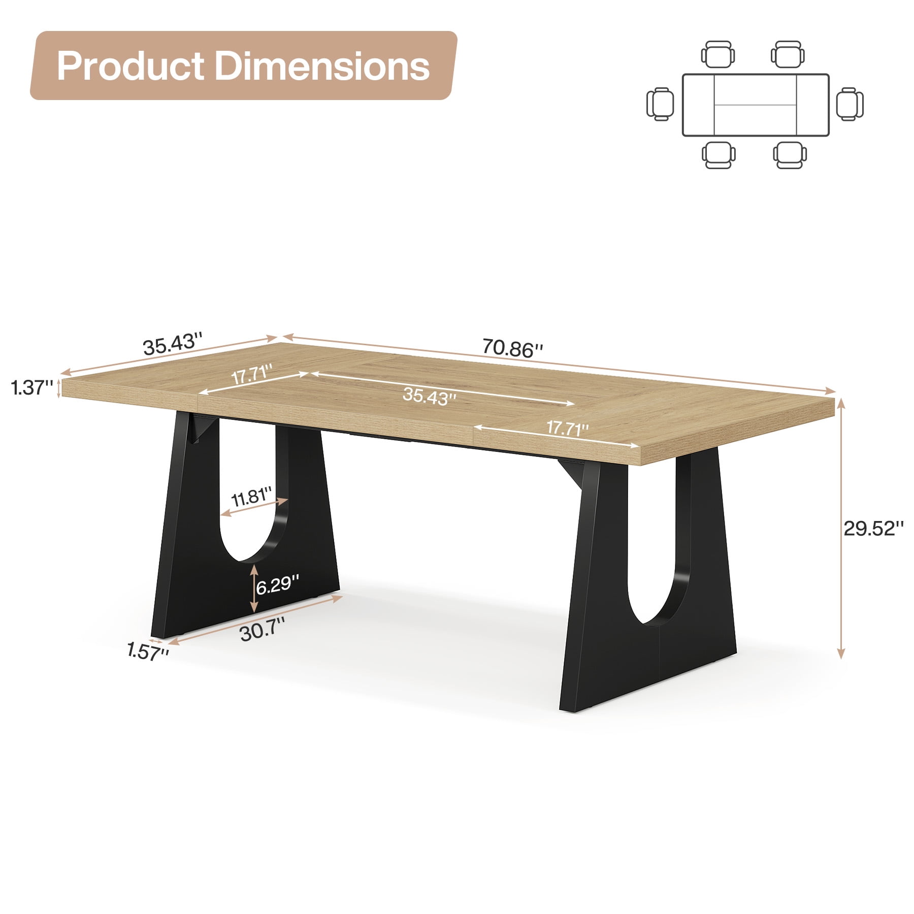 MAYEERTY 70.9 Inch Large Executive Desk Rustic Design Easy Assembly Office Study Desk