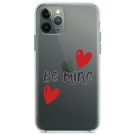 DistinctInk Clear Shockproof Hybrid Case for iPhone 13 Pro MAX (6.7" Screen) - TPU Bumper Acrylic Back Tempered Glass Screen Protector - Be Mine - Red Hearts