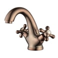 thumbnail image 1 of CLEARANCE! Bathroom Sink Faucet Antique Brass Single Hole Cold and Hot Double Handle Cross Knobs Vanity Vessel Sink Basin Mixer Tap, 1 of 1