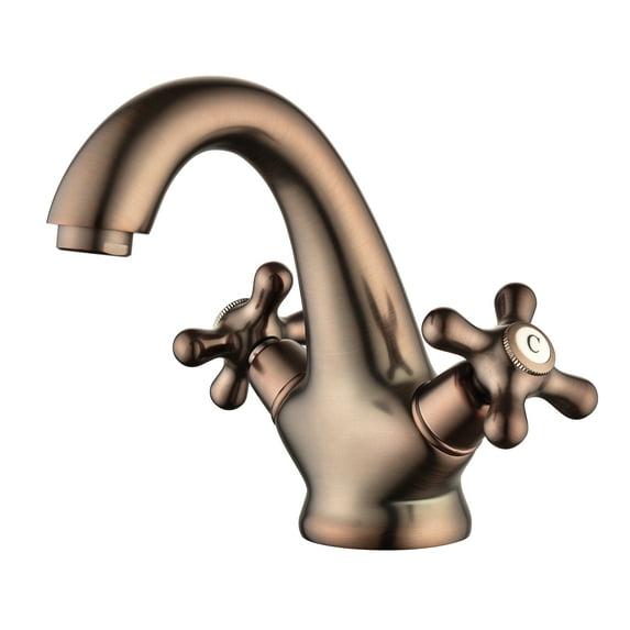 CLEARANCE! Bathroom Sink Faucet Antique Brass Single Hole Cold and Hot Double Handle Cross Knobs Vanity Vessel Sink Basin Mixer Tap